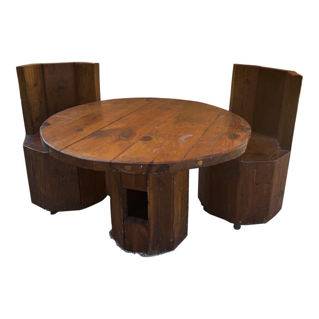Rustic Knotty Pine Cabin Cottage Table & Chairs Handmade Kitchen Dining Set of 3 (1 of 12)