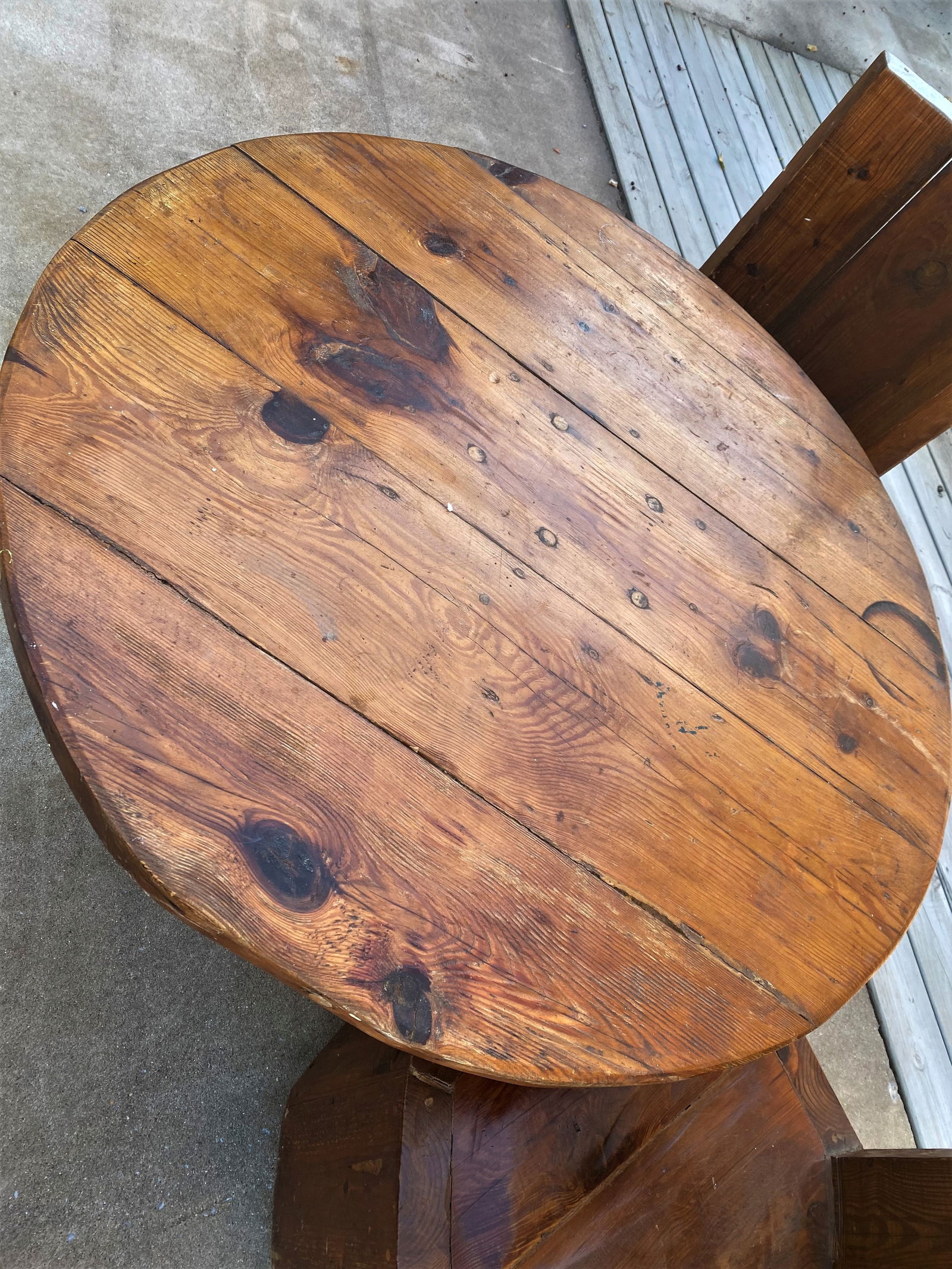 Rustic Knotty Pine Cabin Cottage Table & Chairs Handmade Kitchen Dining Set of 3 - 2