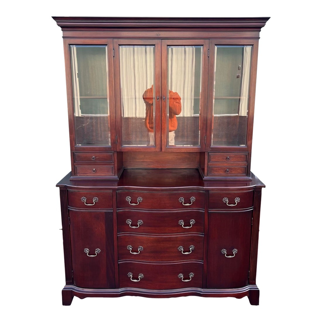1950s Genuine Mahogany Two Piece Buffet Hutch Display Cabinet by Georgetown Galleries (1 of 12)