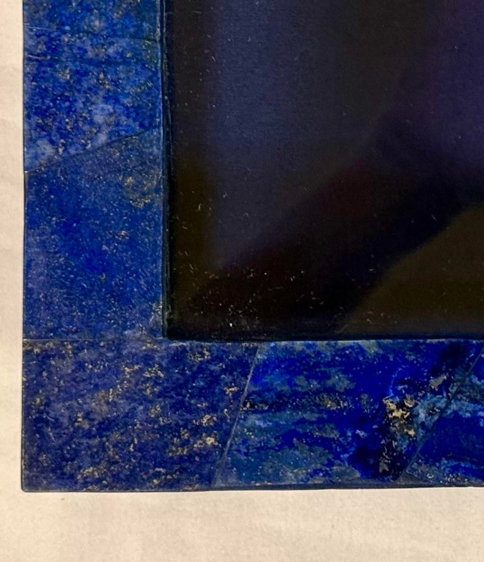 Exquisite Vintage Handcrafted Lapis Lazuli Gemstone and Brass Jewelry Box With Glass Panels - 6