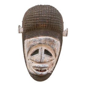 Carved & Painted Black & White Mask