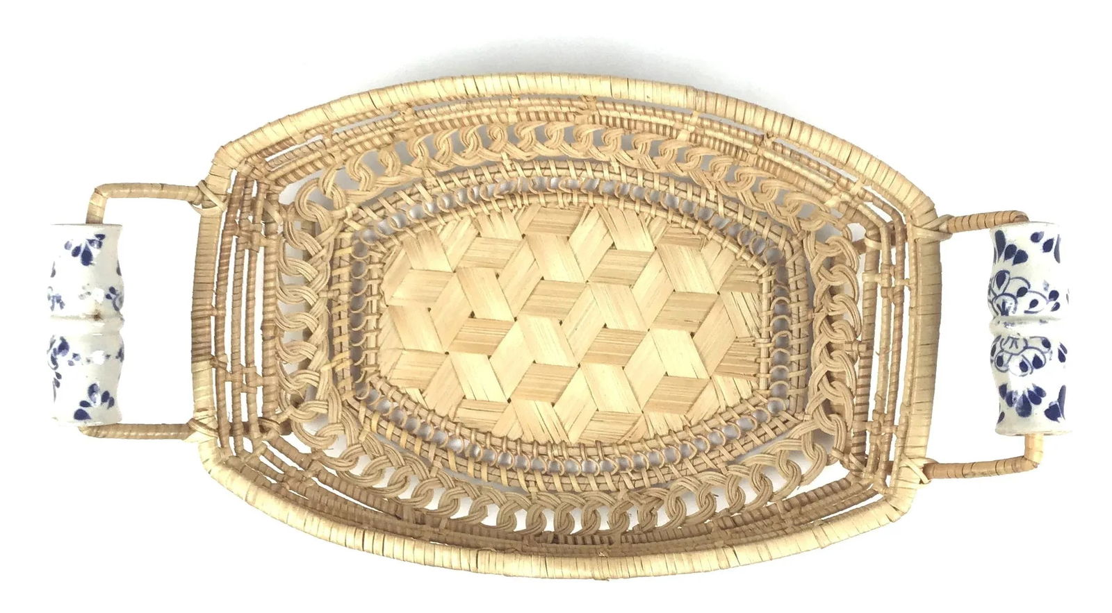 Antique Basket With Delft Ceramic Handles - 4