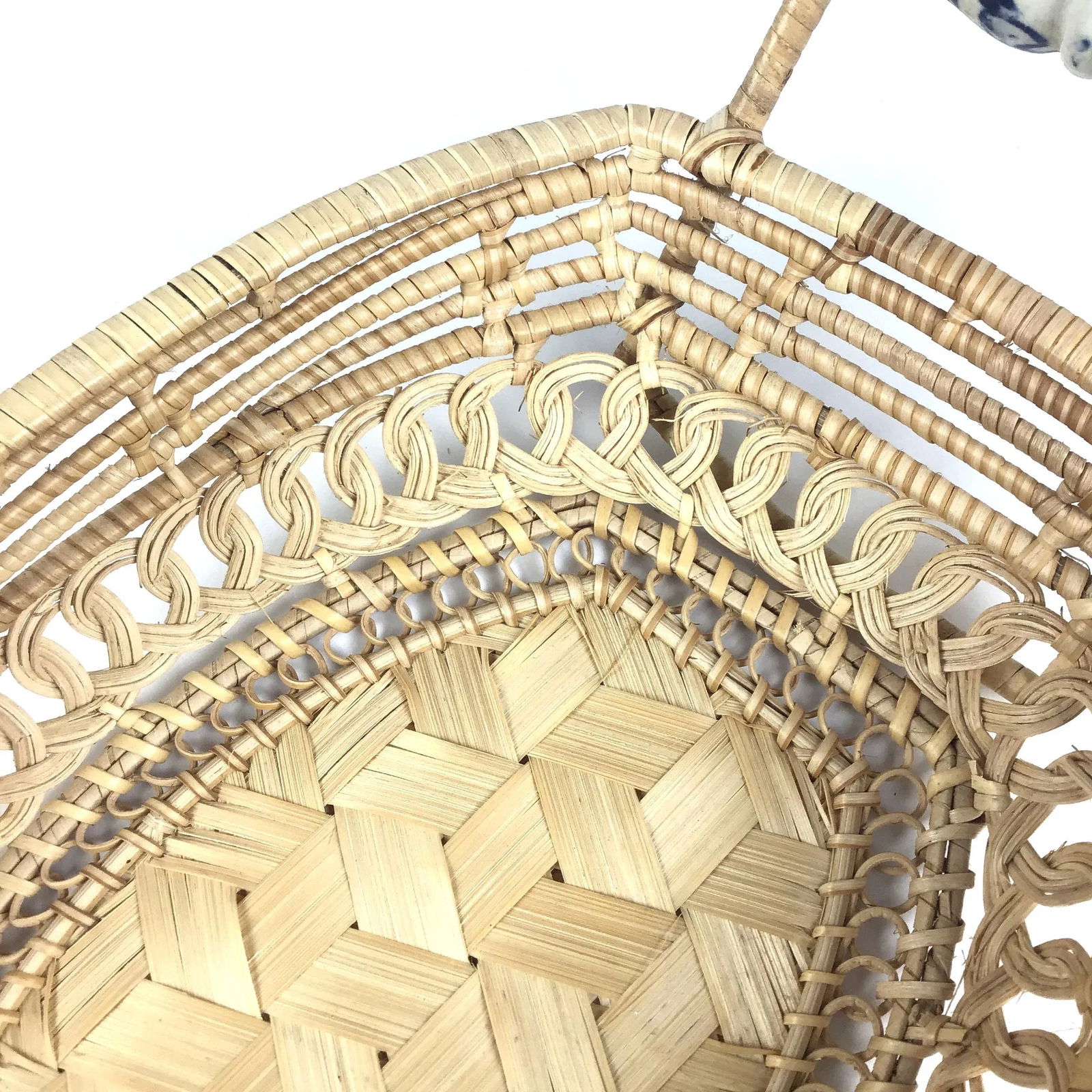 Antique Basket With Delft Ceramic Handles - 6