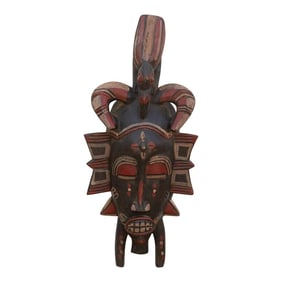Painted "Lipiko" African Mask, a Guardian Spirit