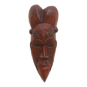Polished Brown African Mask Wall Art