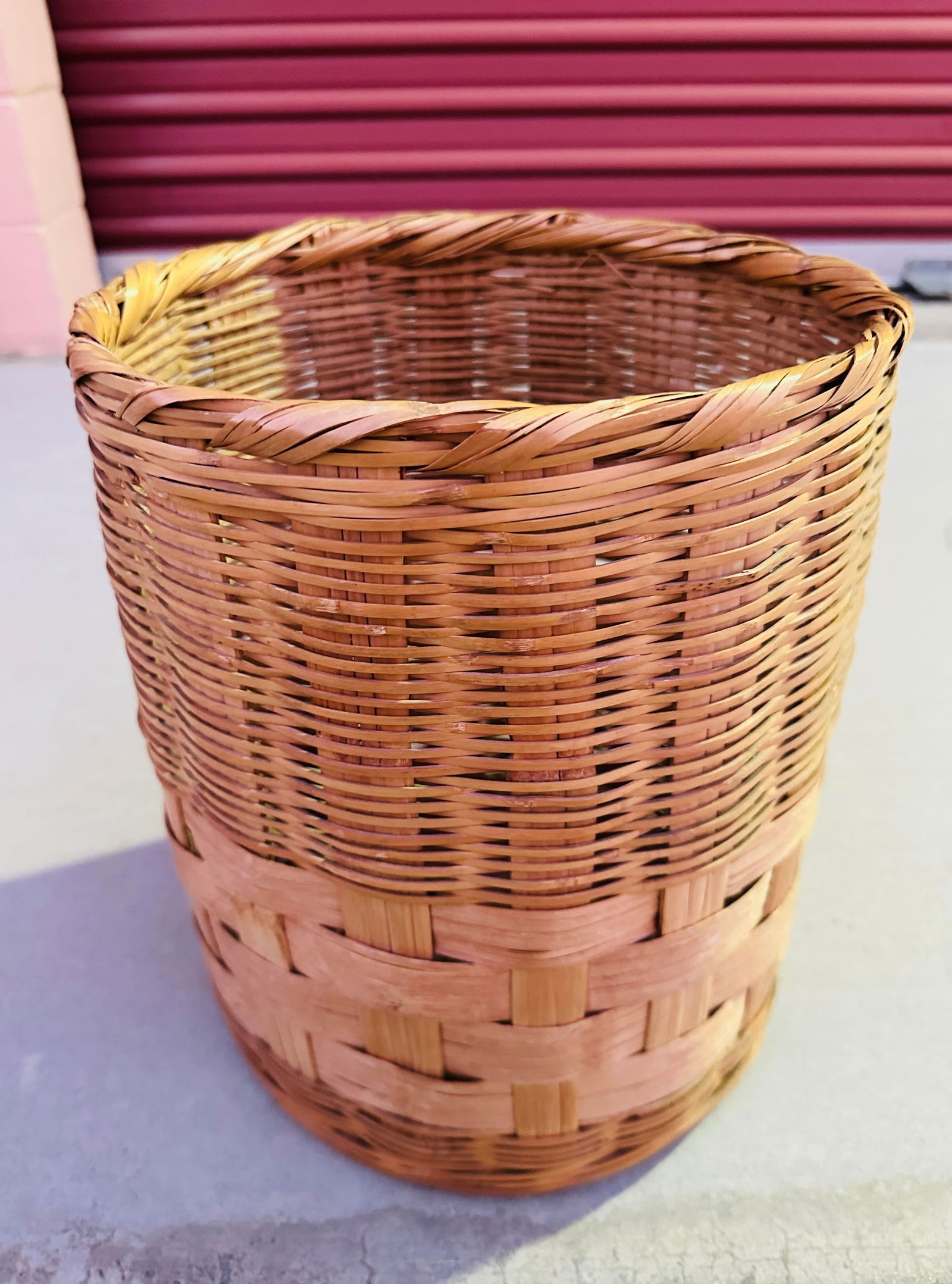 Vintage Split Bamboo Woven Wastebasket - 5