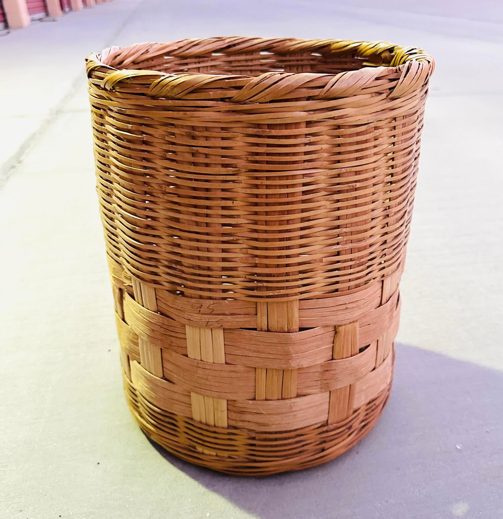 Vintage Split Bamboo Woven Wastebasket - 6
