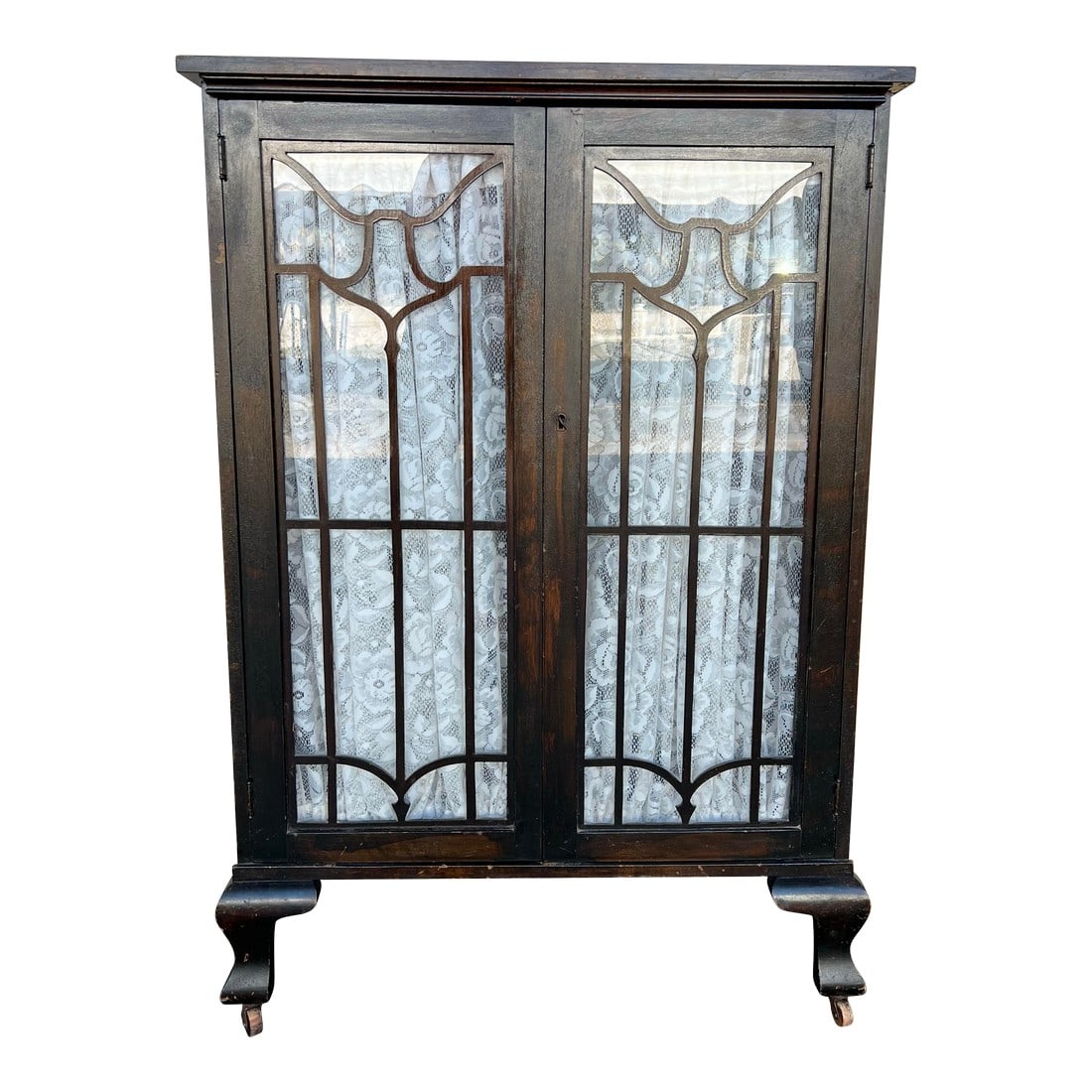 Antique Cabinet Glass Doors & Wheels (1 of 11)