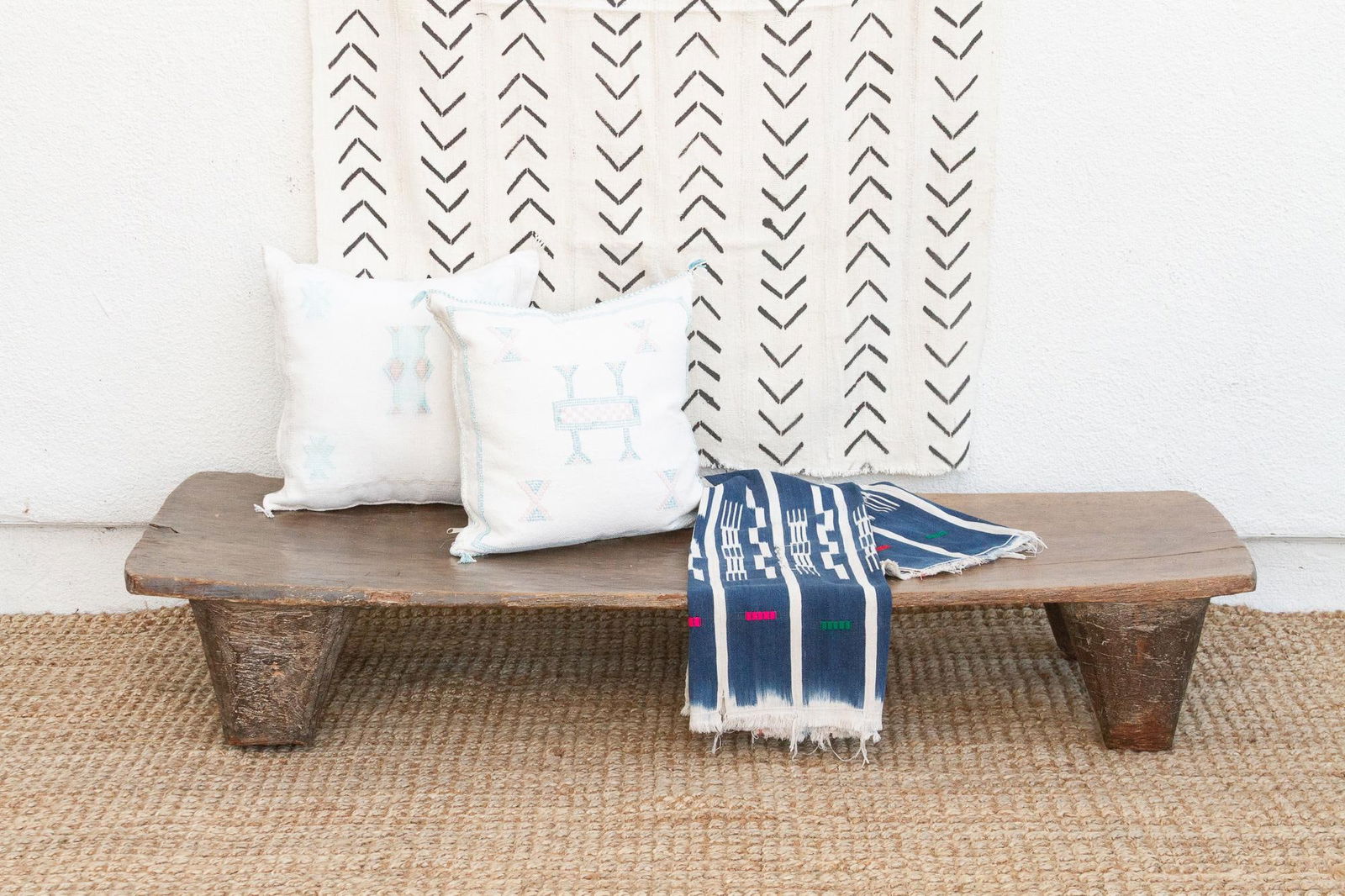 Akan Rustic African Senufo Low Bench - 2