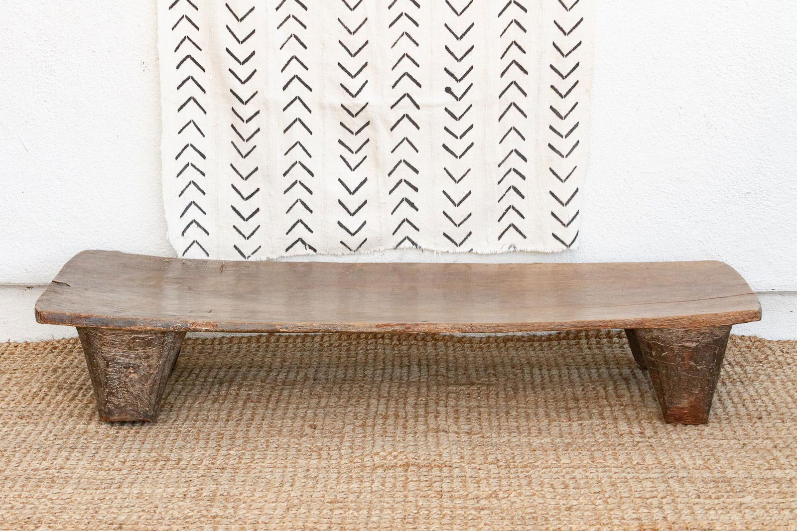 Akan Rustic African Senufo Low Bench - 3
