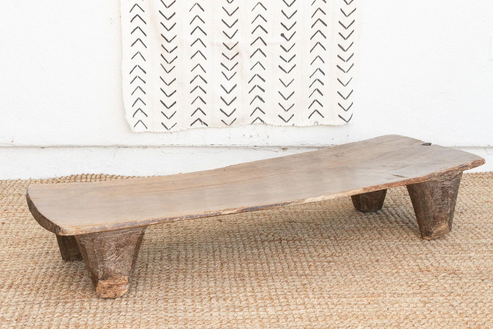 Akan Rustic African Senufo Low Bench - 9