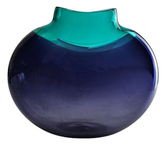 Signed Maureen Williams Australian Art Glass Vase – 5.75" Purple & Green