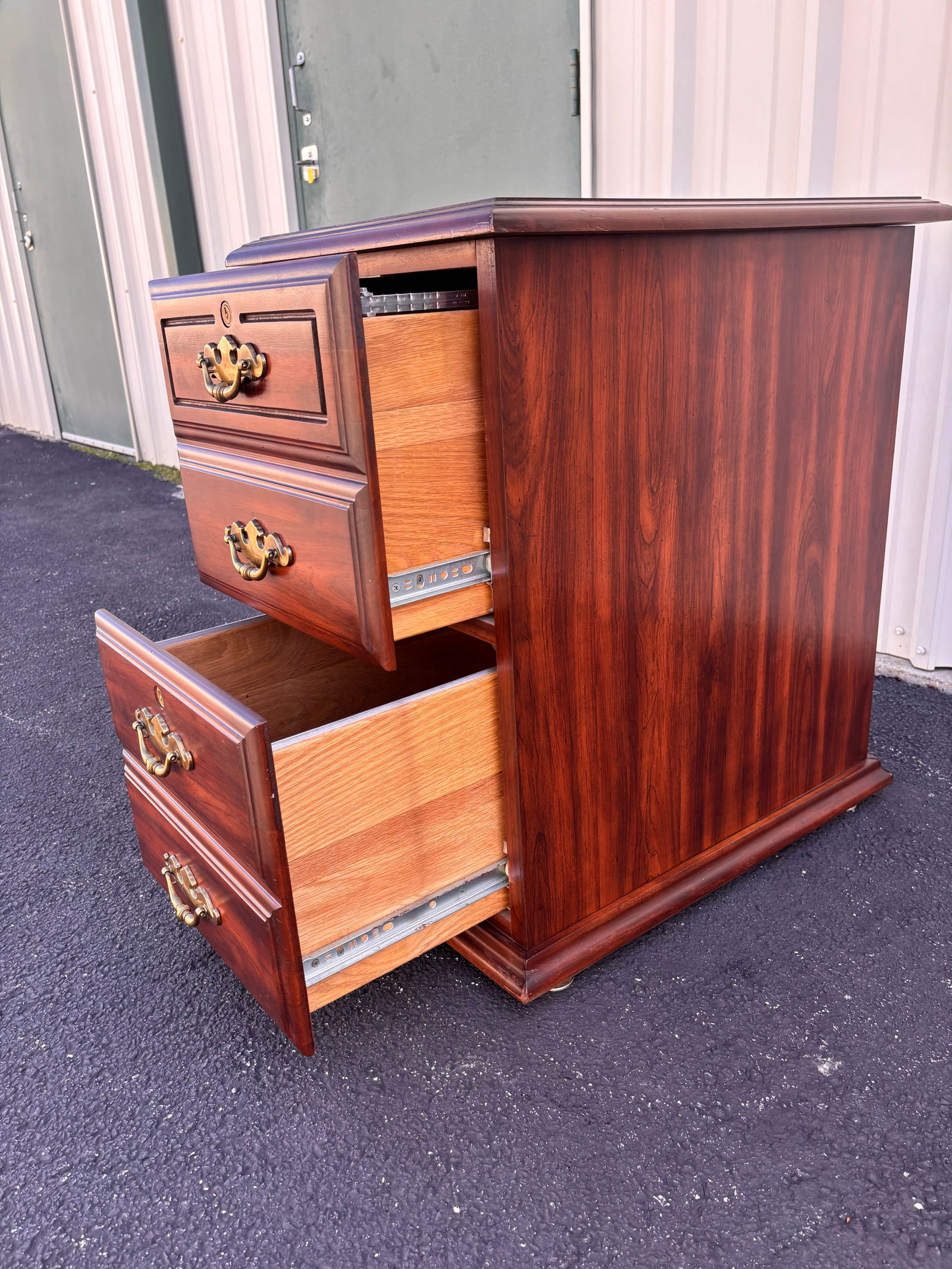 Two-Drawer Cherry Chippendale Style Filing Cabinet - 9
