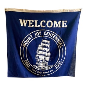 1951 Welcome Mount Joy Pennsylvania Centennial Good Ship Regatta Burgee Sailing Flag Banner