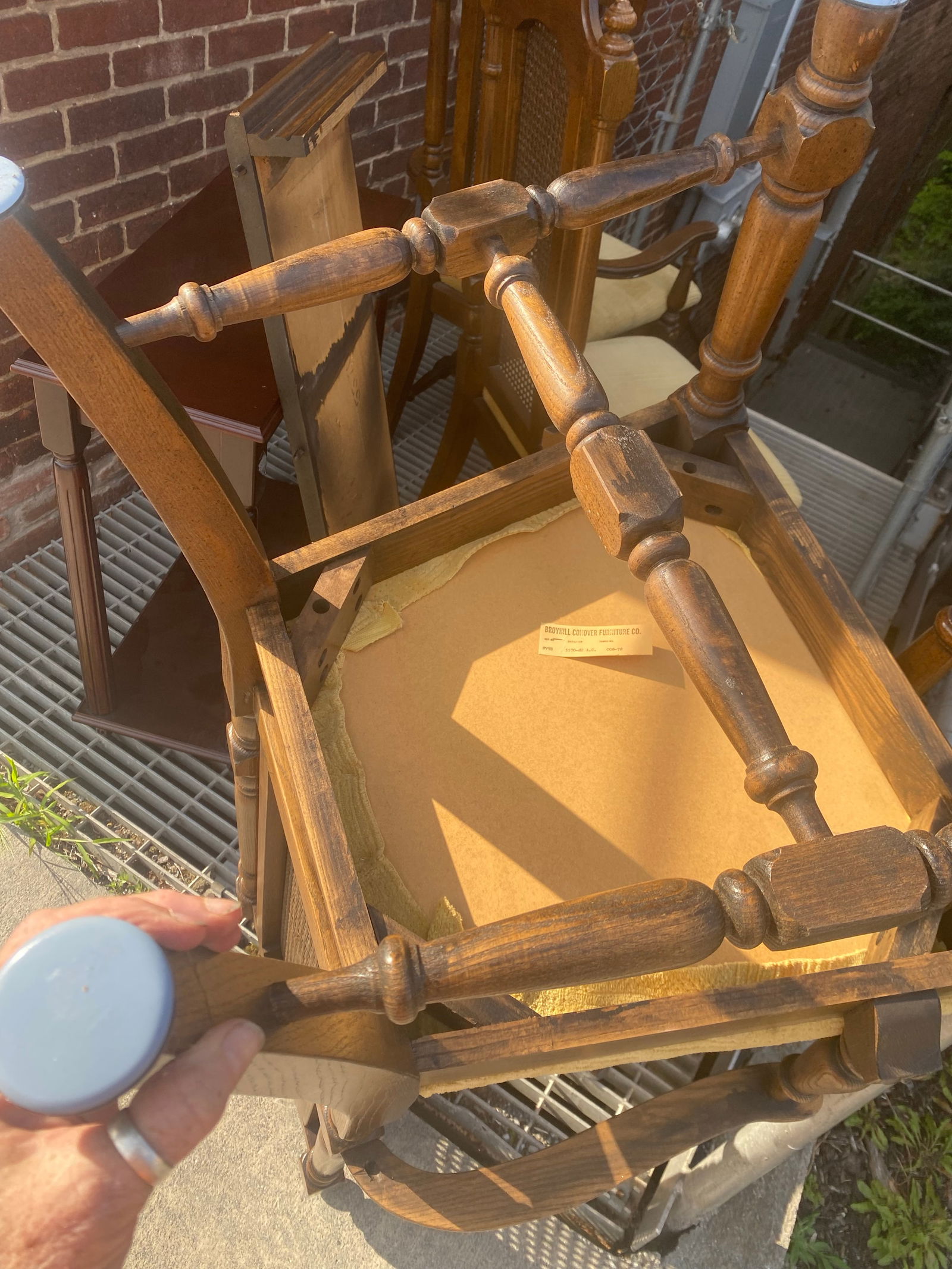 Mid Century Broyhill Conover Furniture Co. Table 6 Caned Back Chairs Dining Set of 7 - 8