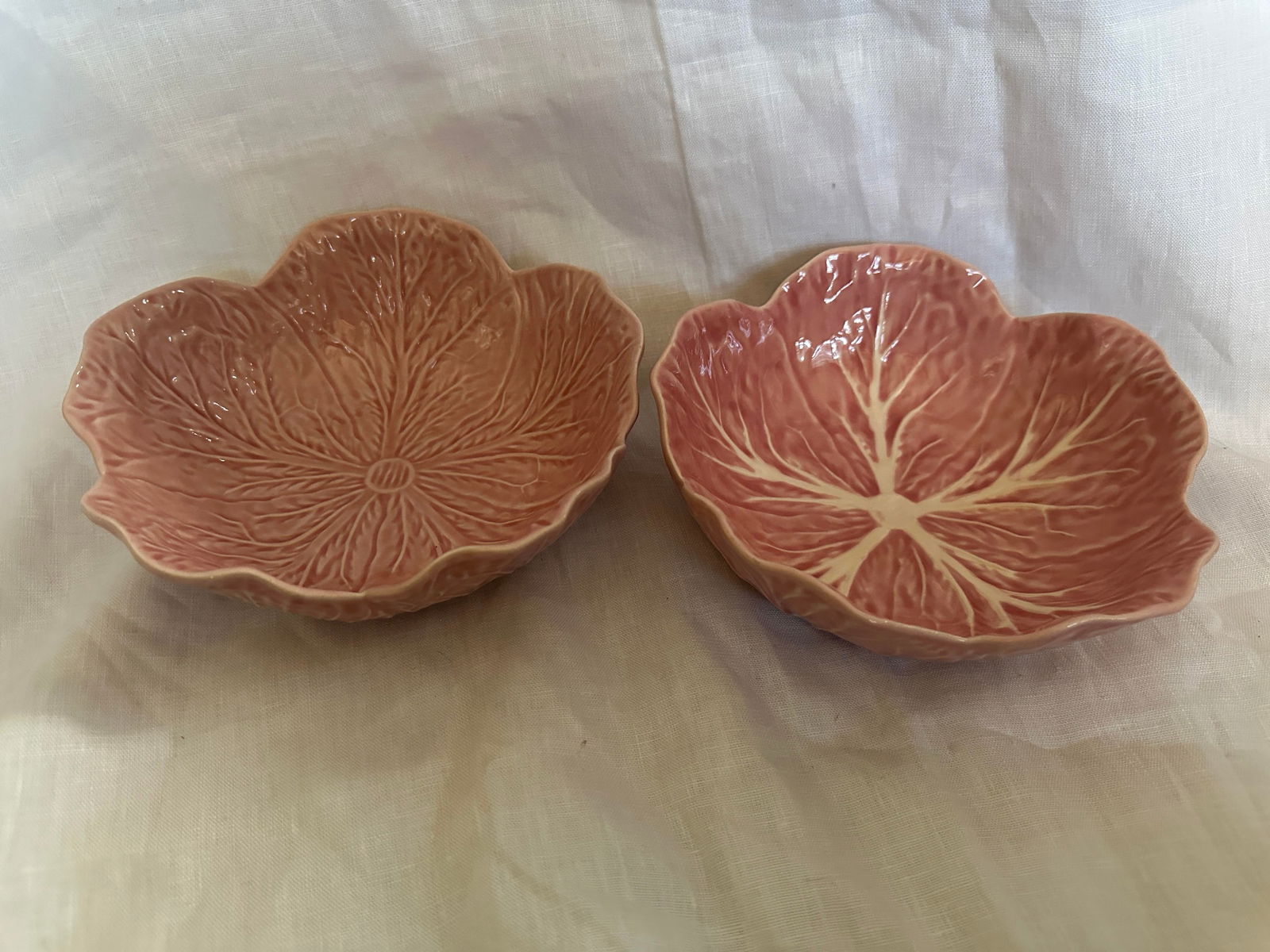 Pair of Bordallo Pinheiro Pink Cabbage Coupe Bowls - 6