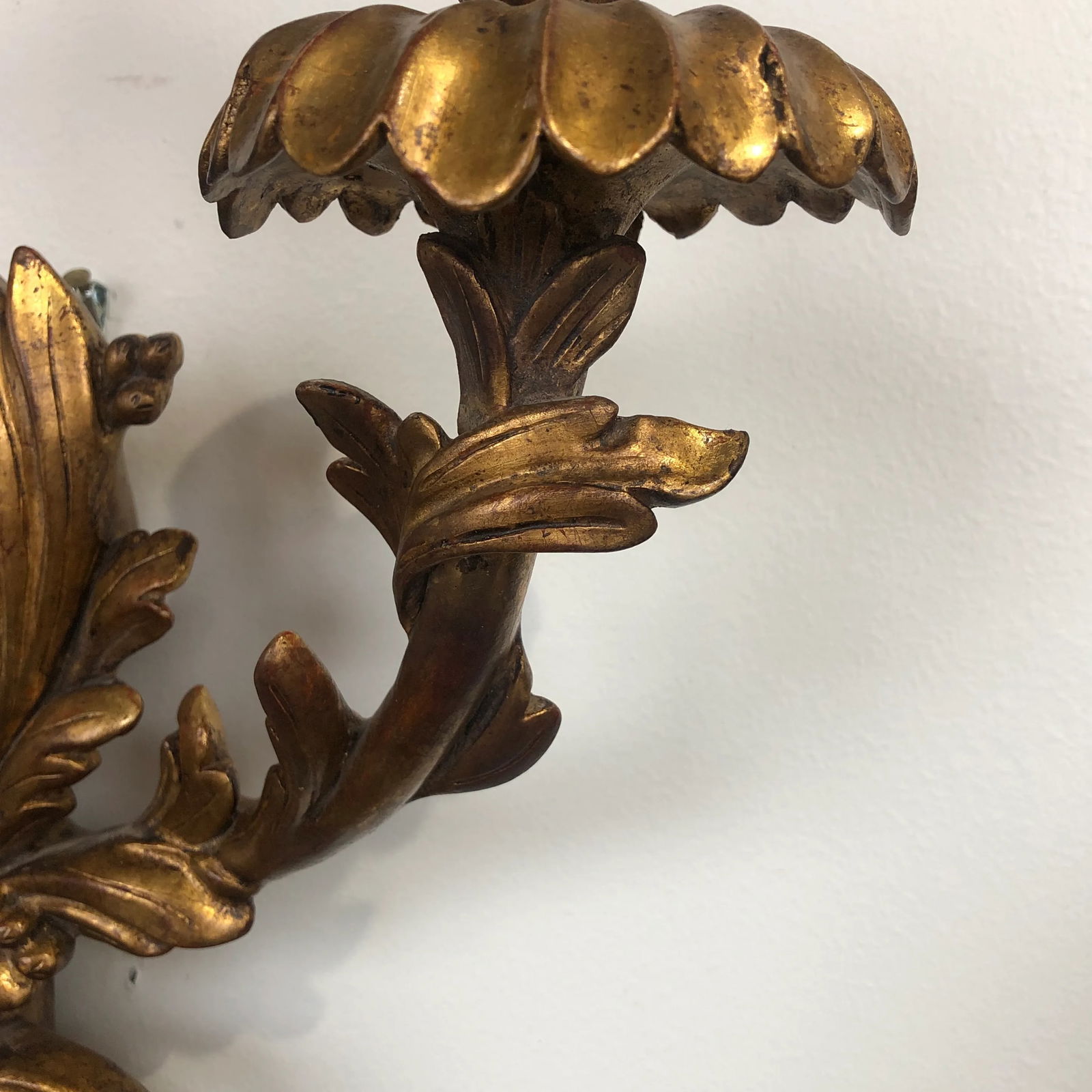 Pair of Traditional Italian Three Light Hand-Carved Wood Sconces - 12