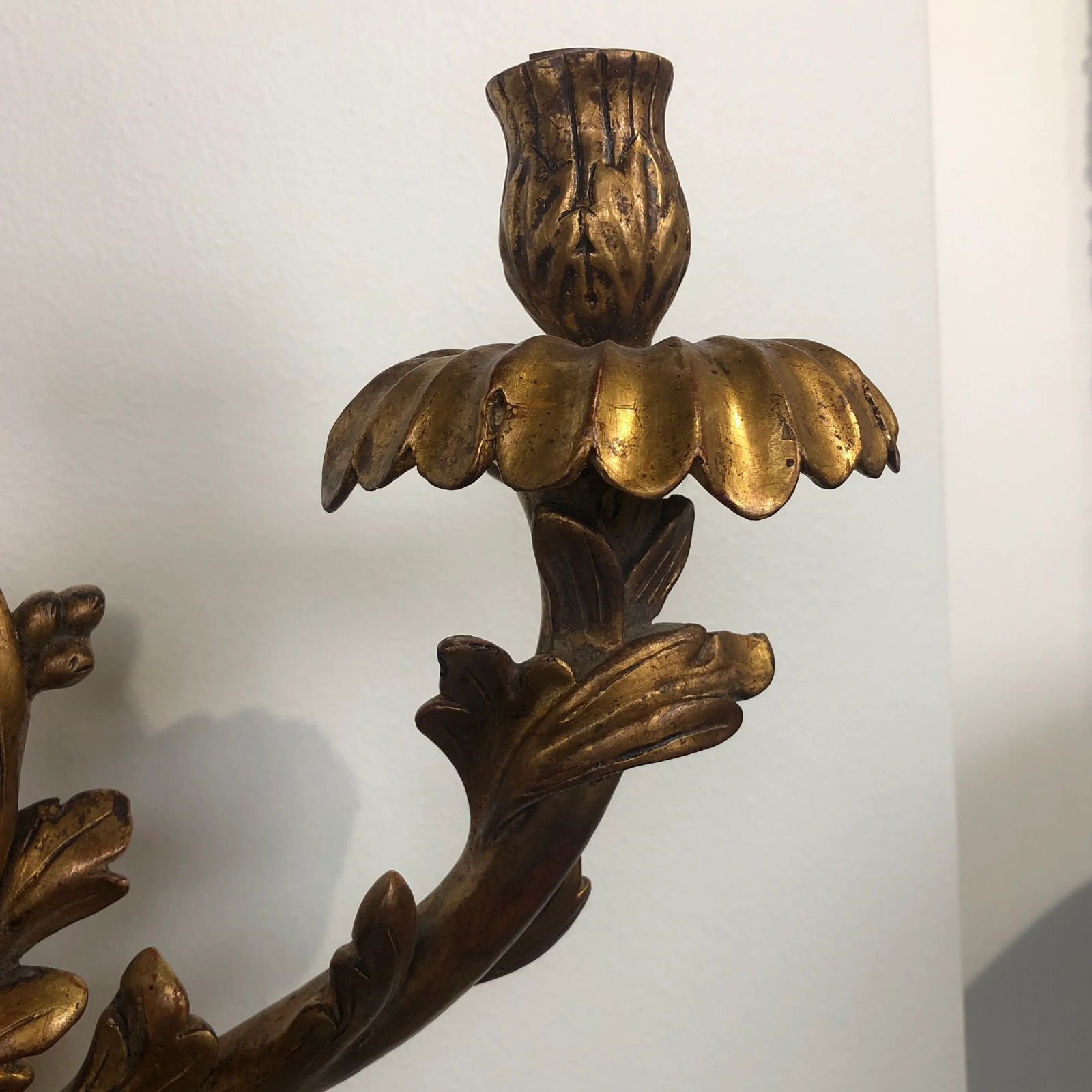 Pair of Traditional Italian Three Light Hand-Carved Wood Sconces - 4