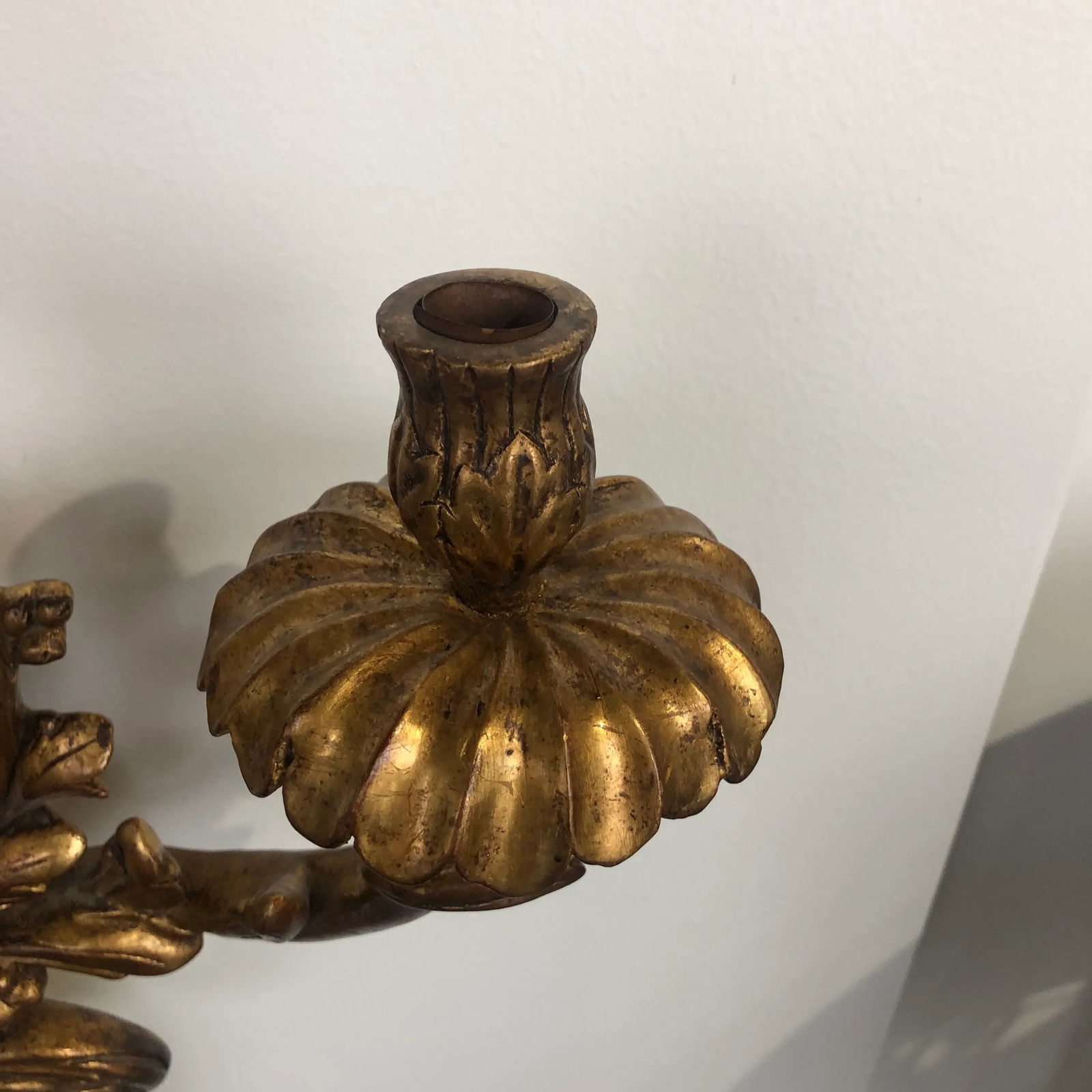 Pair of Traditional Italian Three Light Hand-Carved Wood Sconces - 6