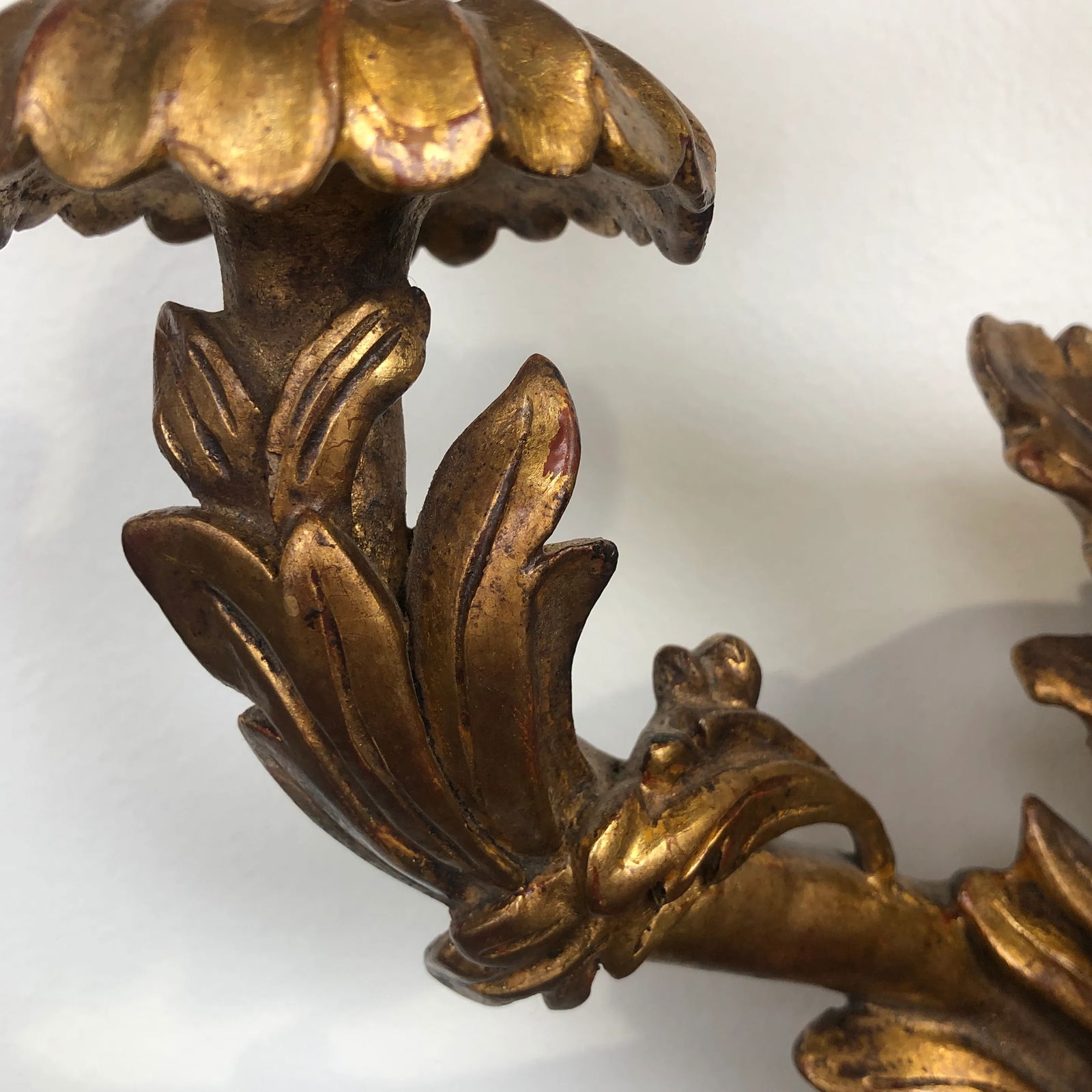 Pair of Traditional Italian Three Light Hand-Carved Wood Sconces - 8