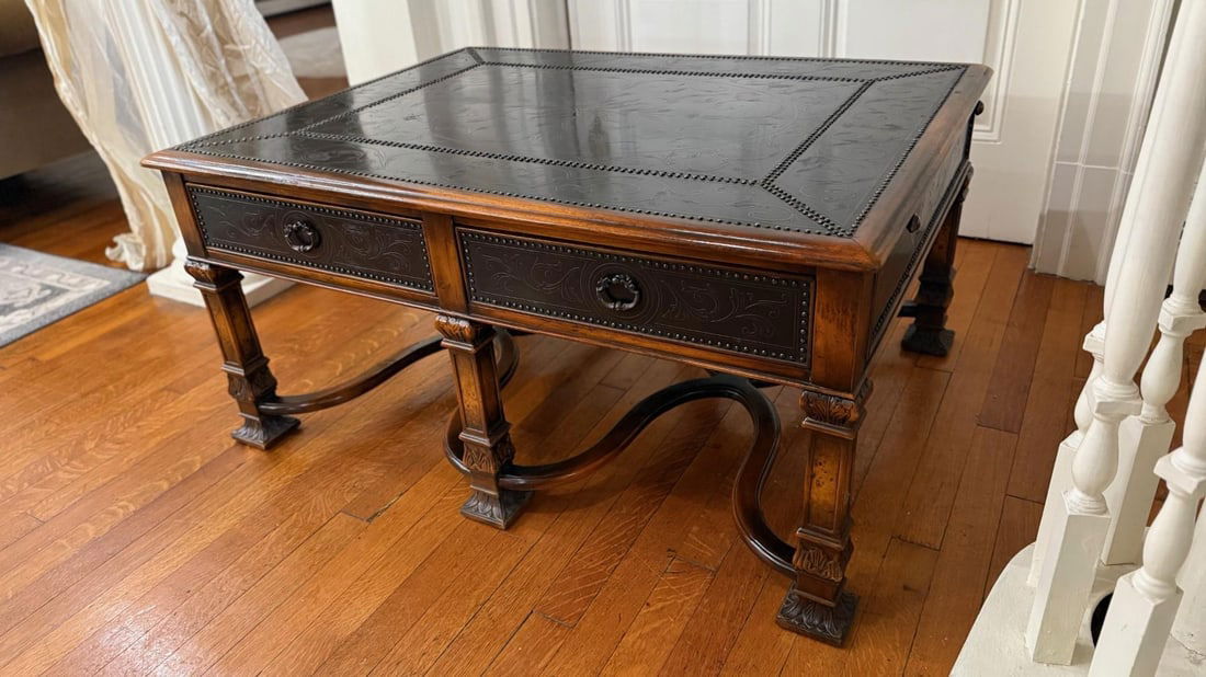 2010s Theodore Alexander Armoury Collection Etched Brass Cocktail Table - 3