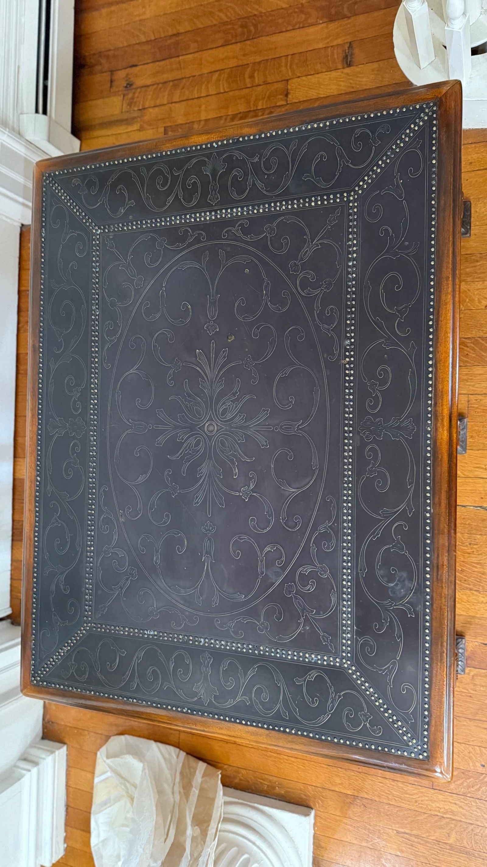 2010s Theodore Alexander Armoury Collection Etched Brass Cocktail Table - 6