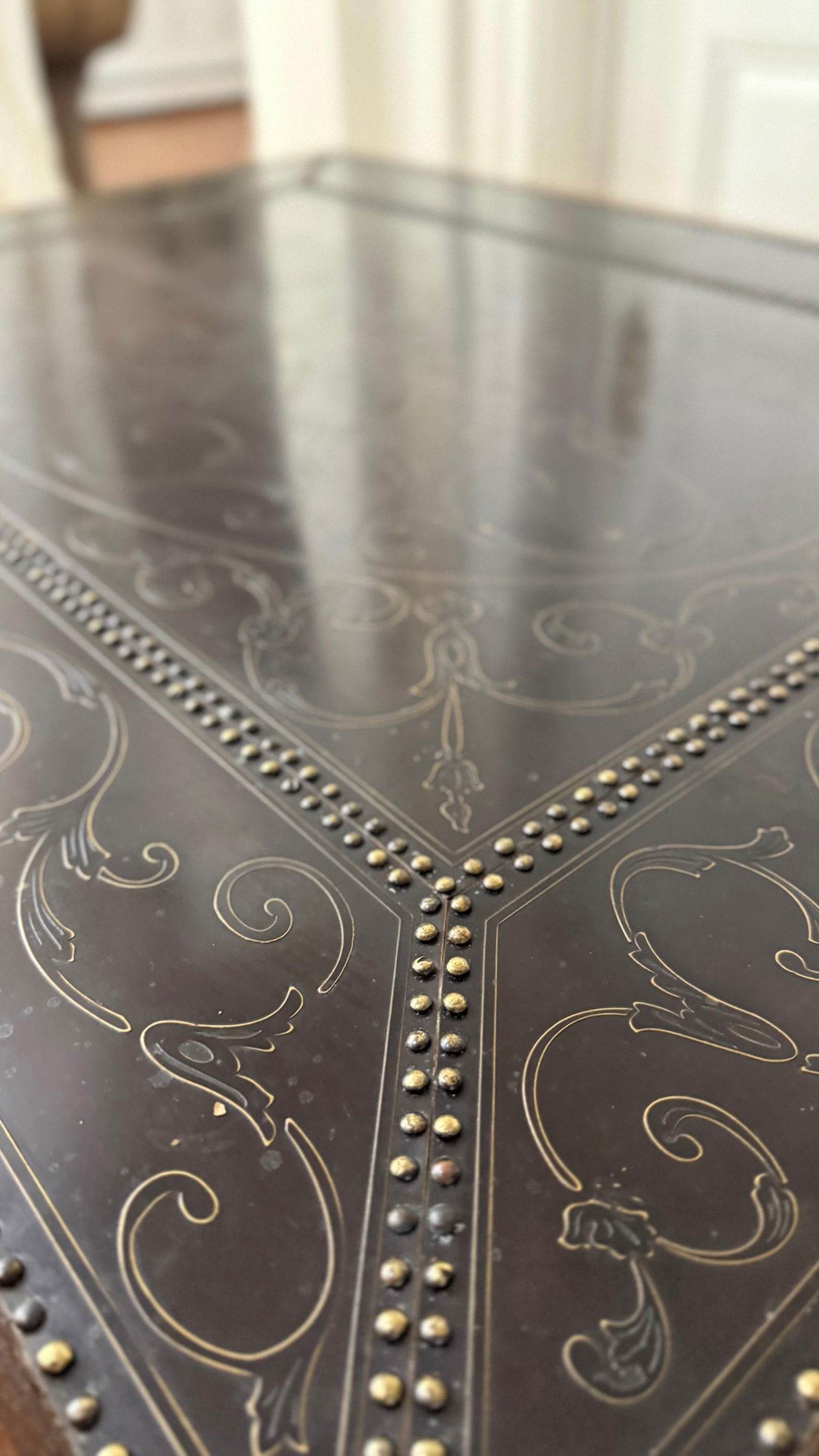 2010s Theodore Alexander Armoury Collection Etched Brass Cocktail Table - 9