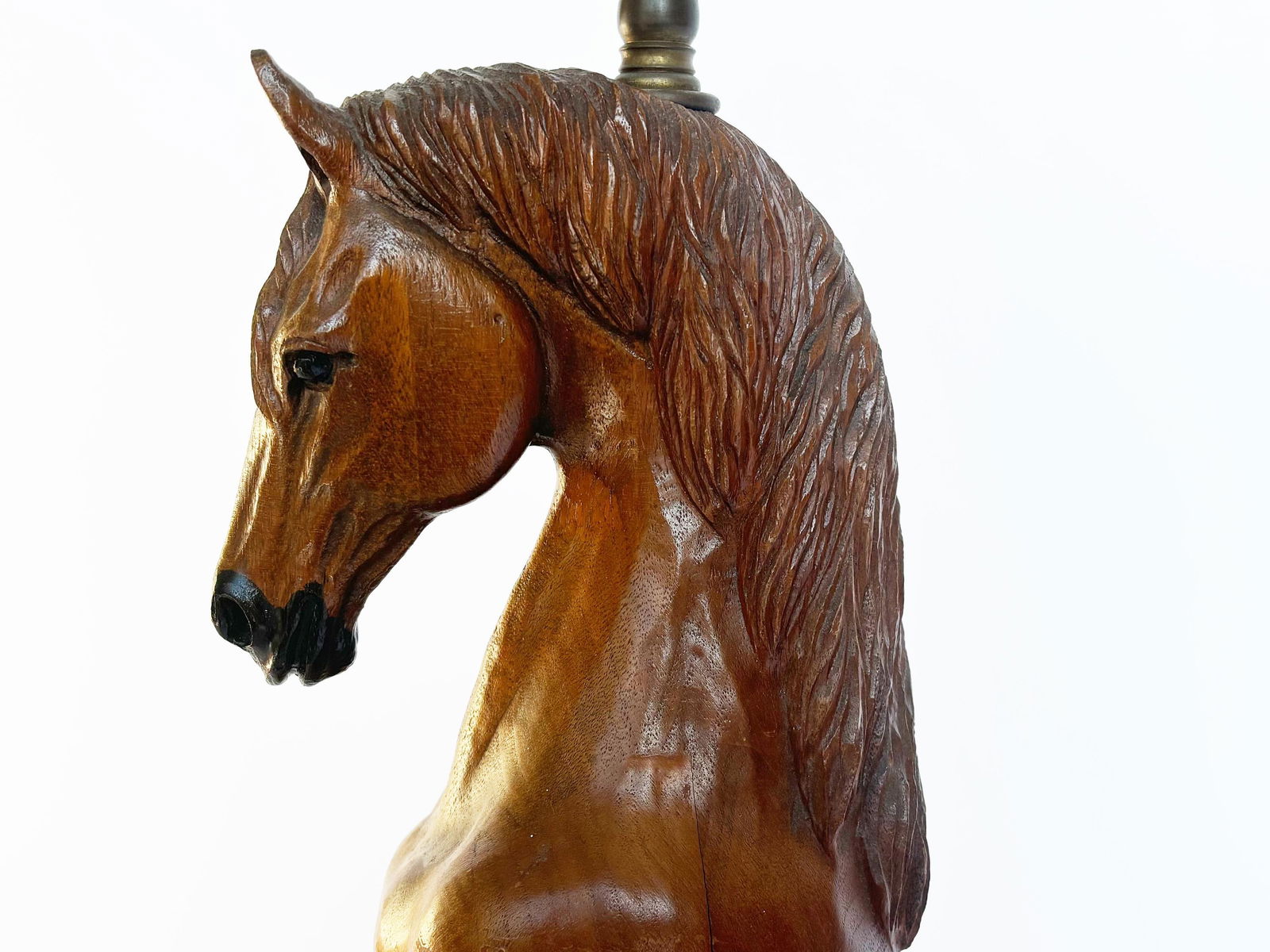 1950s Vintage A. Brandt Ranch Oak Equestrian Carved Horse Table Lamp - 11
