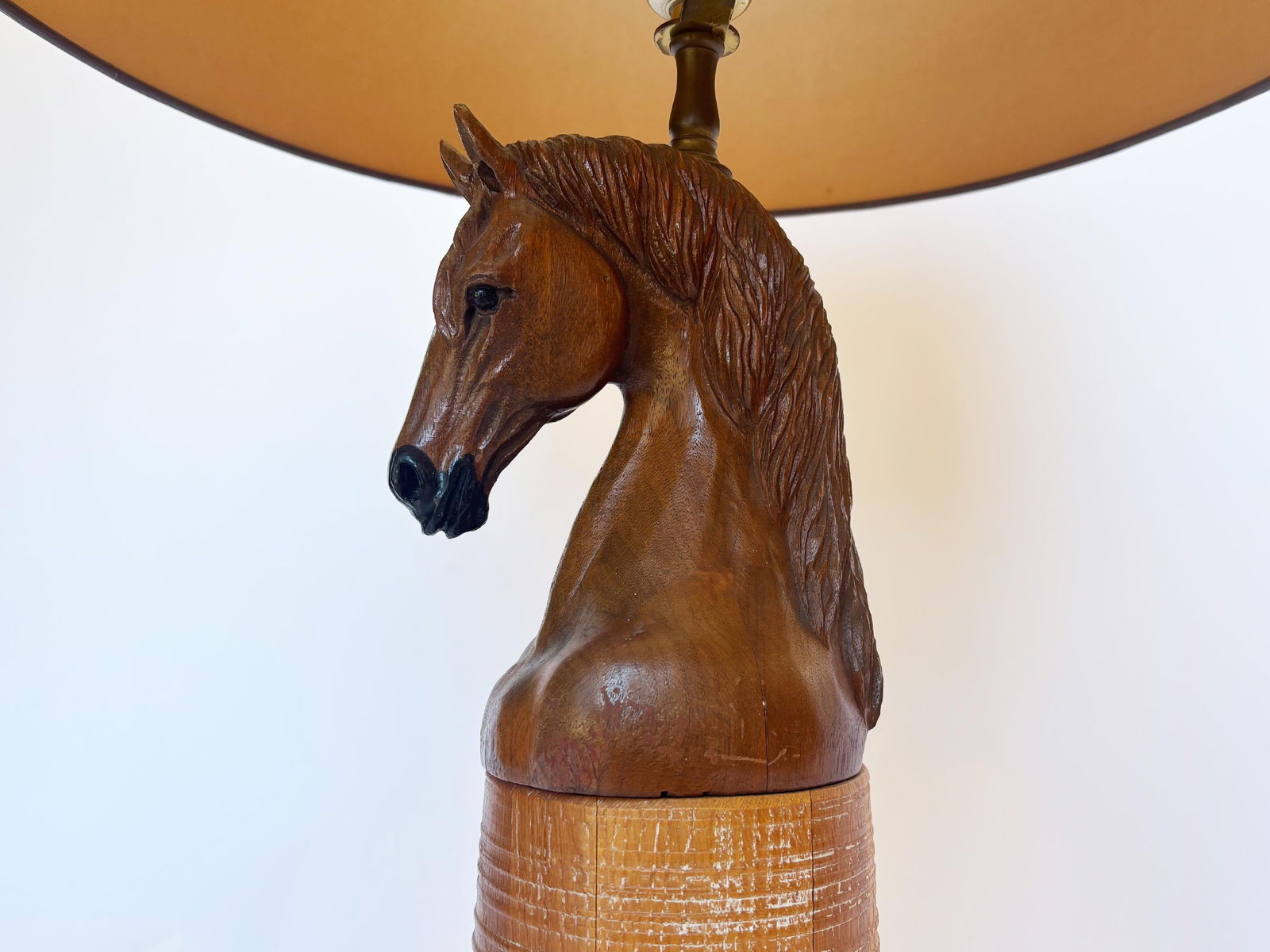 1950s Vintage A. Brandt Ranch Oak Equestrian Carved Horse Table Lamp - 6