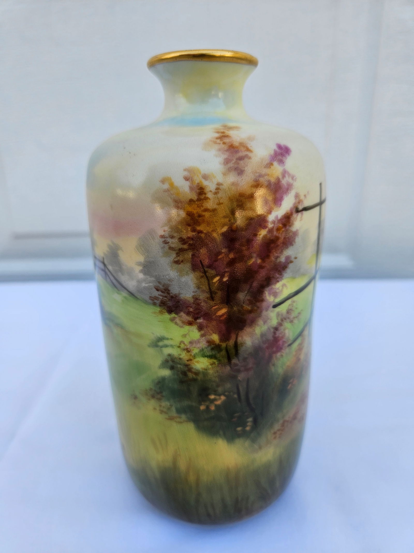 Signed Stouffer Hand Painted Vase - Dogs at Play or Hunt - 5