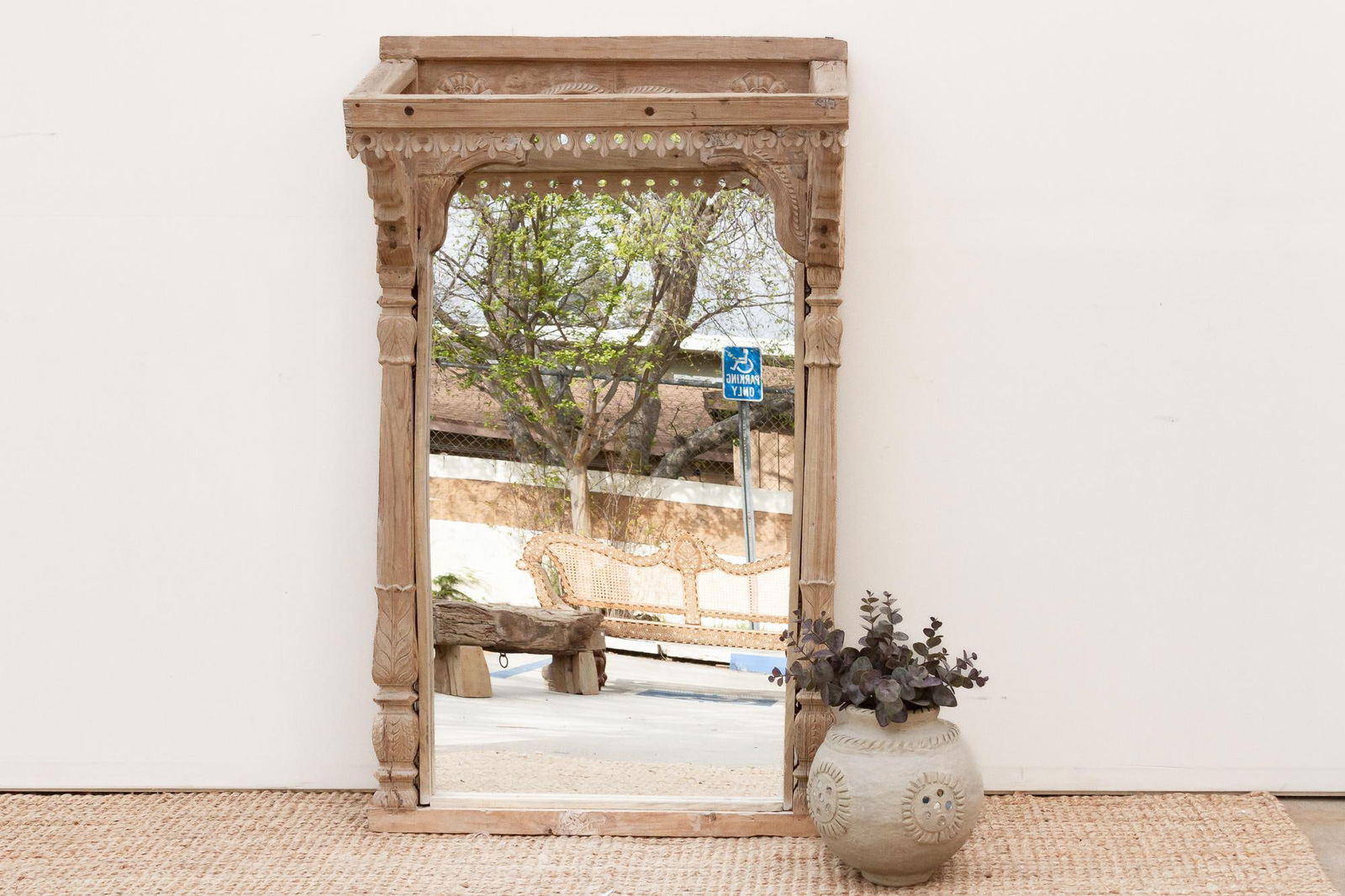One-of-a-Kind Sun-Bleached Teak Arch Mirror - 10