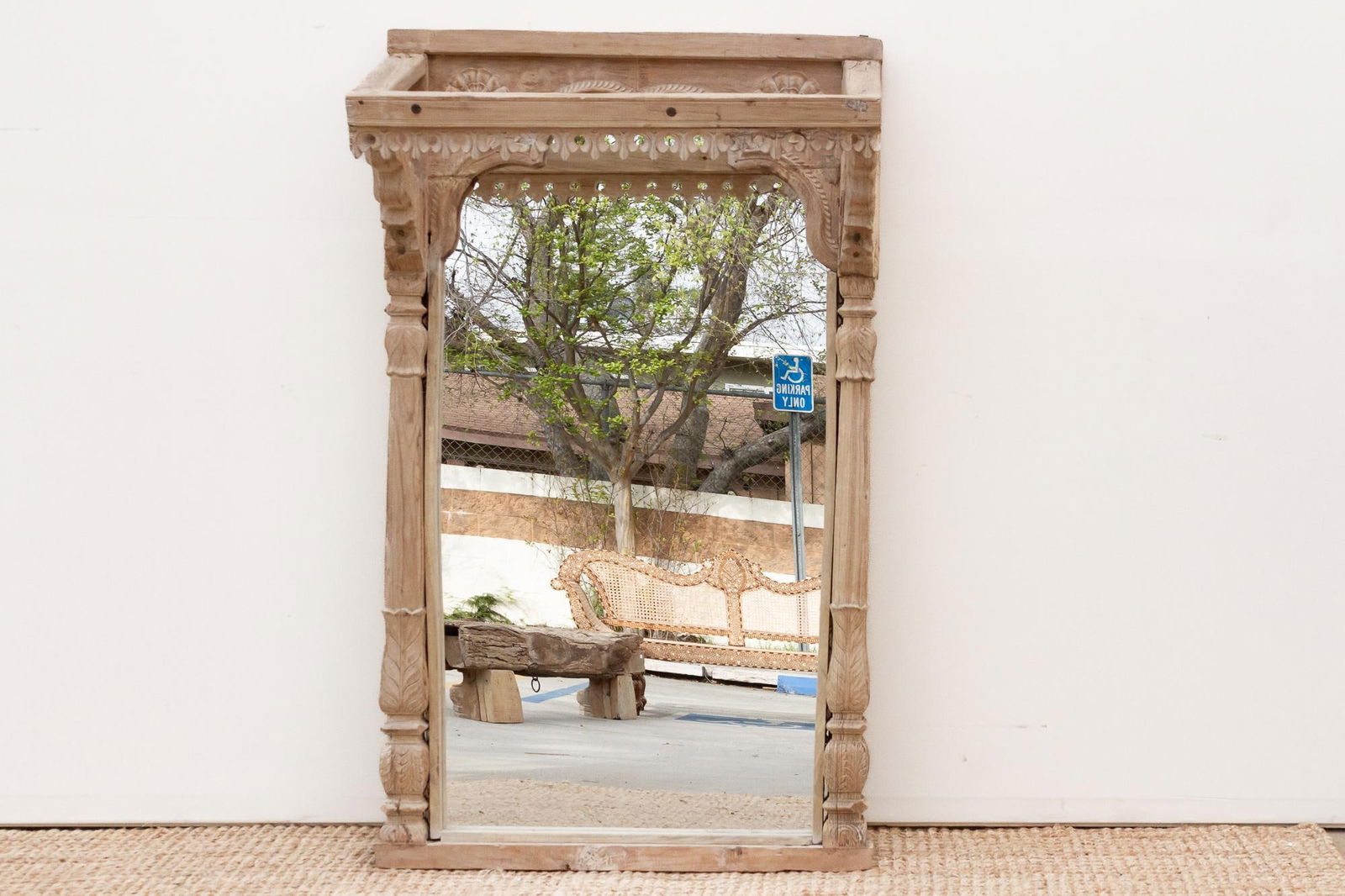 One-of-a-Kind Sun-Bleached Teak Arch Mirror - 4