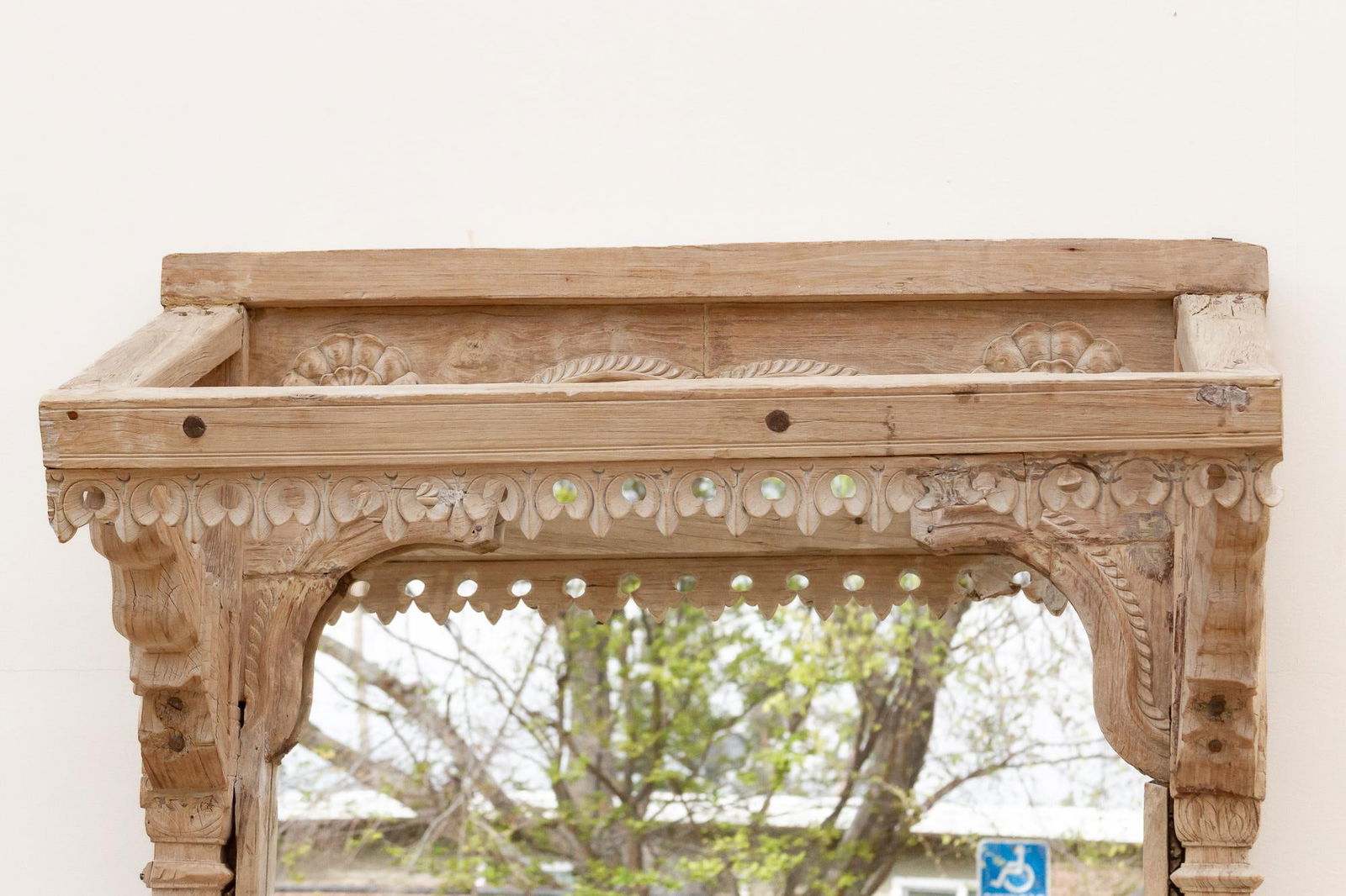 One-of-a-Kind Sun-Bleached Teak Arch Mirror - 5