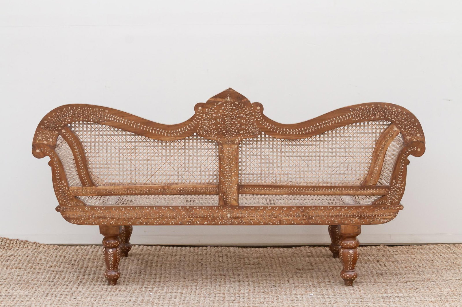 Exquisite Anglo-Indian Inlay Settee Bench - 11