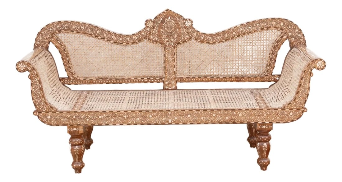 Exquisite Anglo-Indian Inlay Settee Bench (1 of 11)