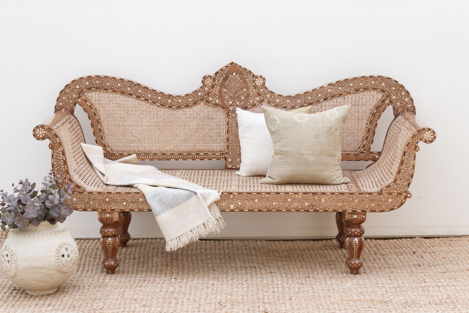 Exquisite Anglo-Indian Inlay Settee Bench - 2