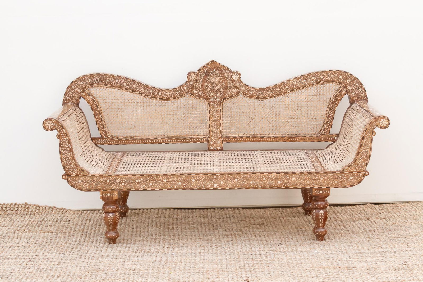 Exquisite Anglo-Indian Inlay Settee Bench - 4