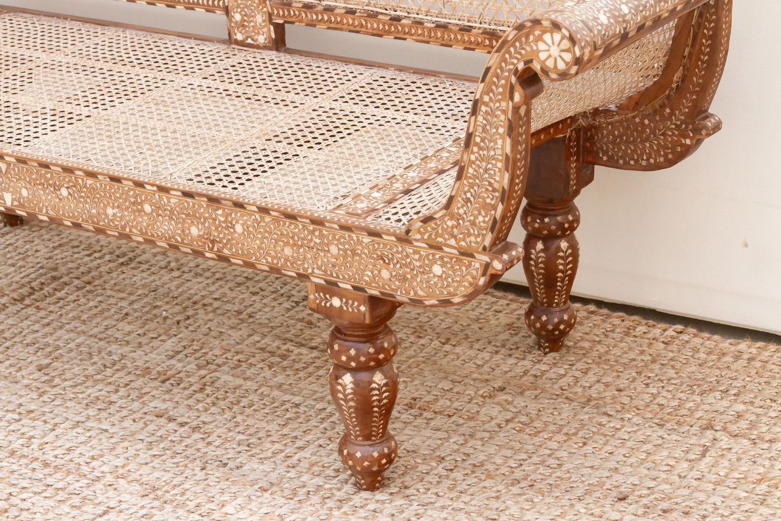 Exquisite Anglo-Indian Inlay Settee Bench - 5