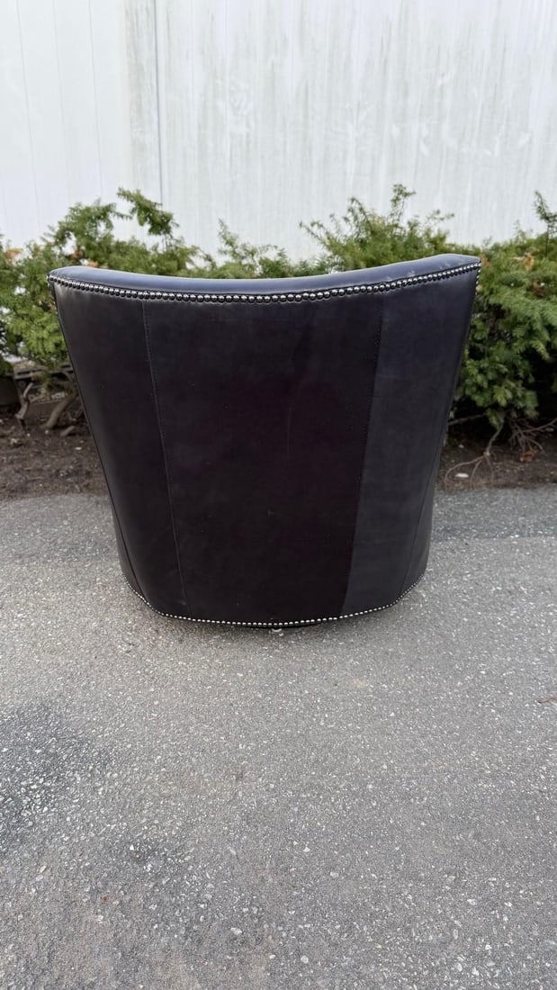 2010s Henredon Leather Swivel Chair - 11