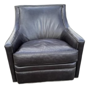 2010s Henredon Leather Swivel Chair