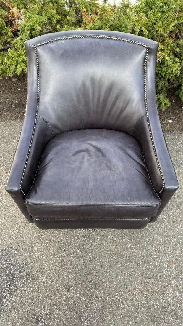 2010s Henredon Leather Swivel Chair - 4