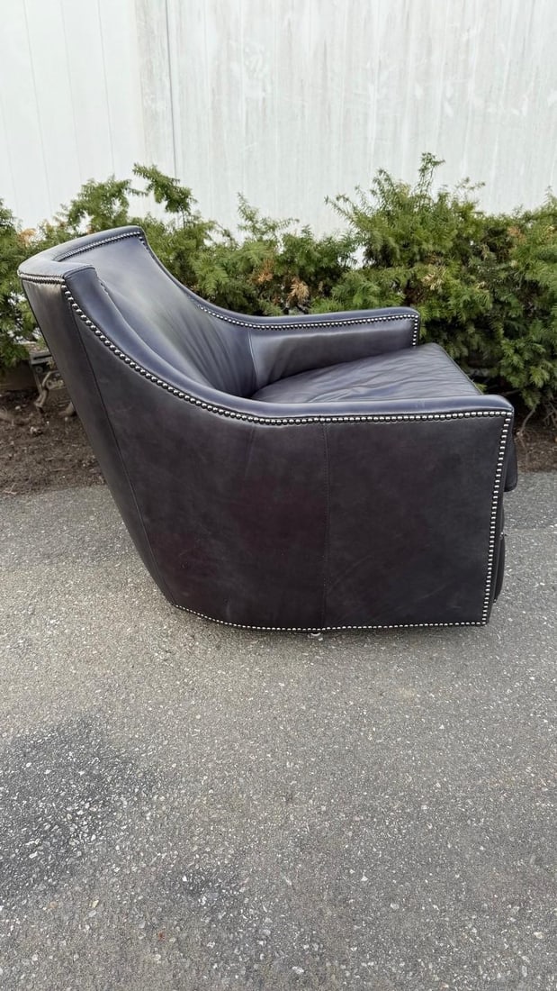 2010s Henredon Leather Swivel Chair - 5