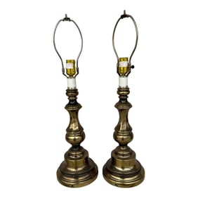 1960s Stiffel Style Brass Table Lamps - Pair