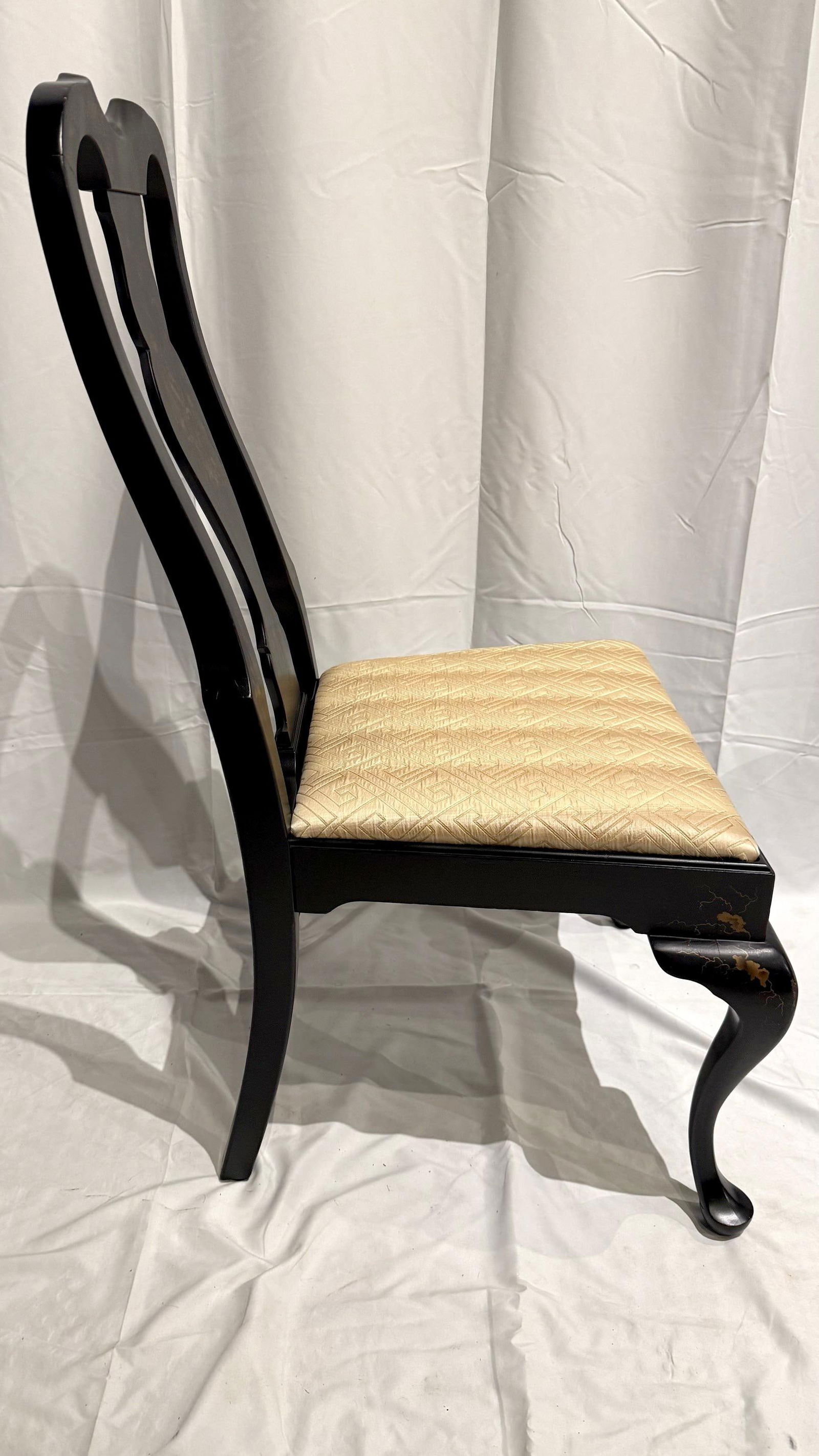 1980s Set of Six Chinoiserie Queen Anne Style Dining Chairs – Attributed to Drexel - 5