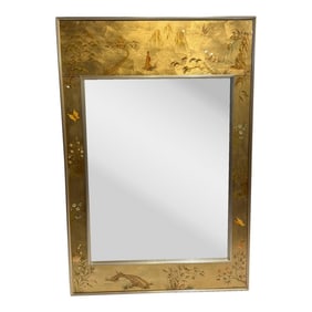 1980s LaBarge Chinoiserie Églomisé Mirror by K. Widing – Signed