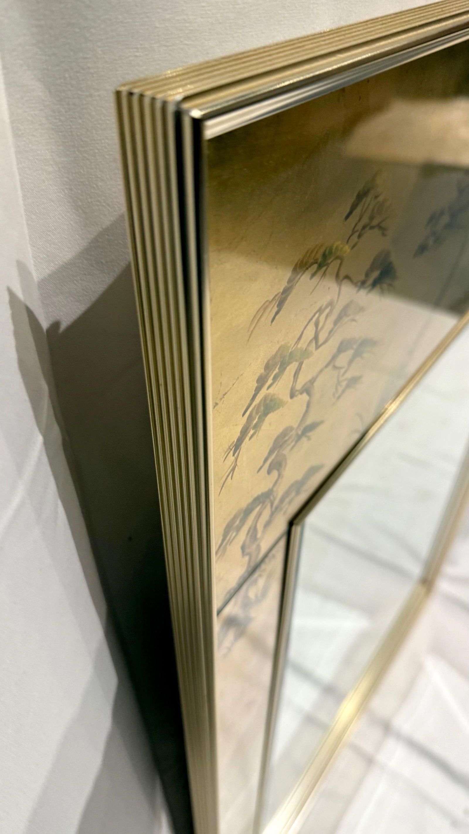 1980s LaBarge Chinoiserie Églomisé Mirror by K. Widing – Signed - 4