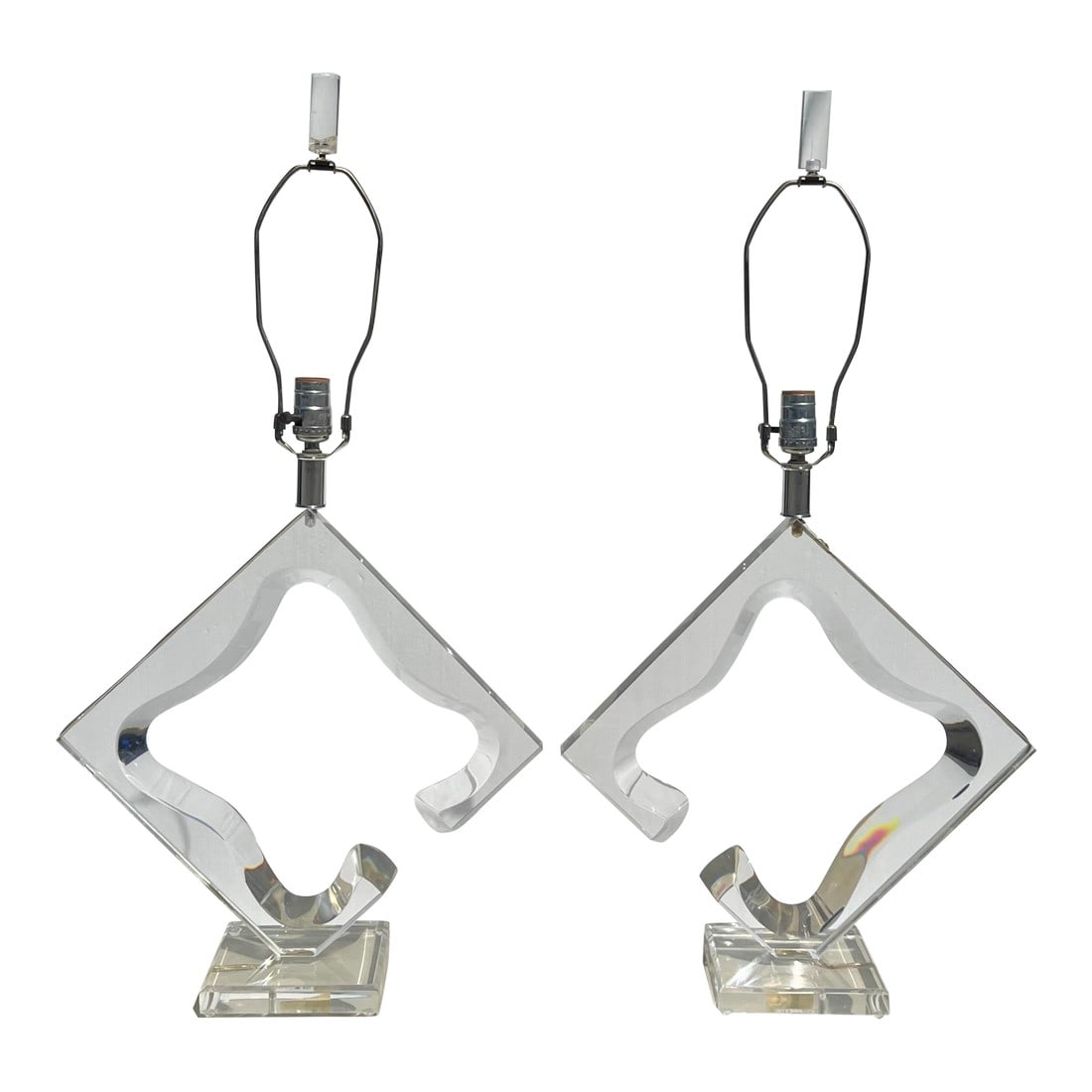 Van Teal Lucite Diamond Table Lamps - A Pair (1 of 7)