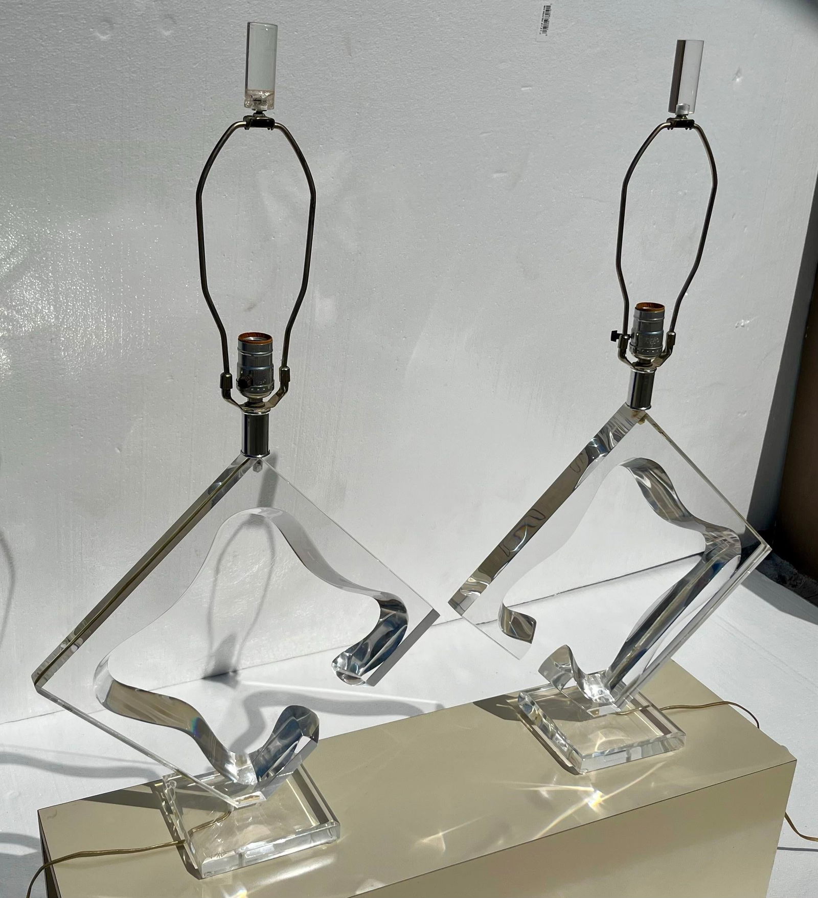 Van Teal Lucite Diamond Table Lamps - A Pair - 2