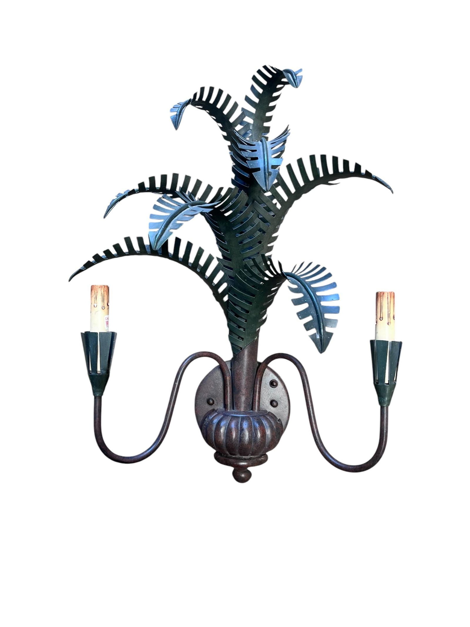 Pair of Late 20th Century Currey & Company Metal Wall Sconces - 5