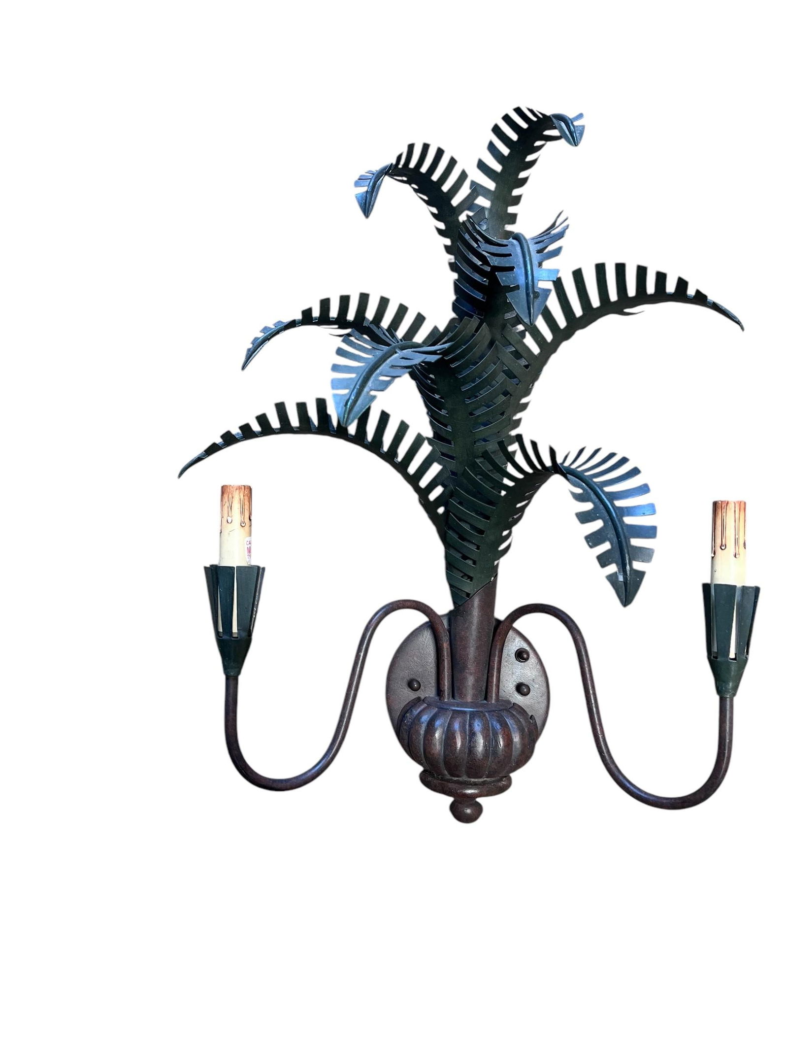 Pair of Late 20th Century Currey & Company Metal Wall Sconces - 6